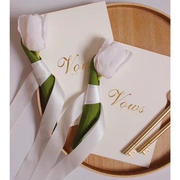 1 пара галстуков и тюльпанов, Бронзирующие свадебные книги для клятв с ручками, свадебные украшения, пригласительные подарочные карты с лентой, карточка для клятв
