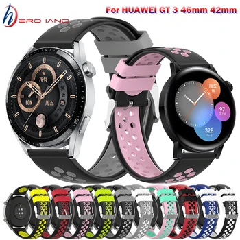 10 цветов Ремешков Для Huawei Watch GT3 GT2 42 мм GT 3 GT2 46 мм Ремешок для Смарт-часов Силиконовые Ремешки Для Наручных часов браслет Correa