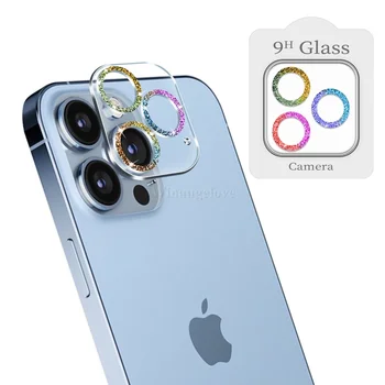 1000 шт Блестящее Стекло Камеры Для iPhone 13 12 11 Pro Max Прозрачная Защитная Пленка для экрана с Алмазными Линзами для iPhone 12 13 Pro