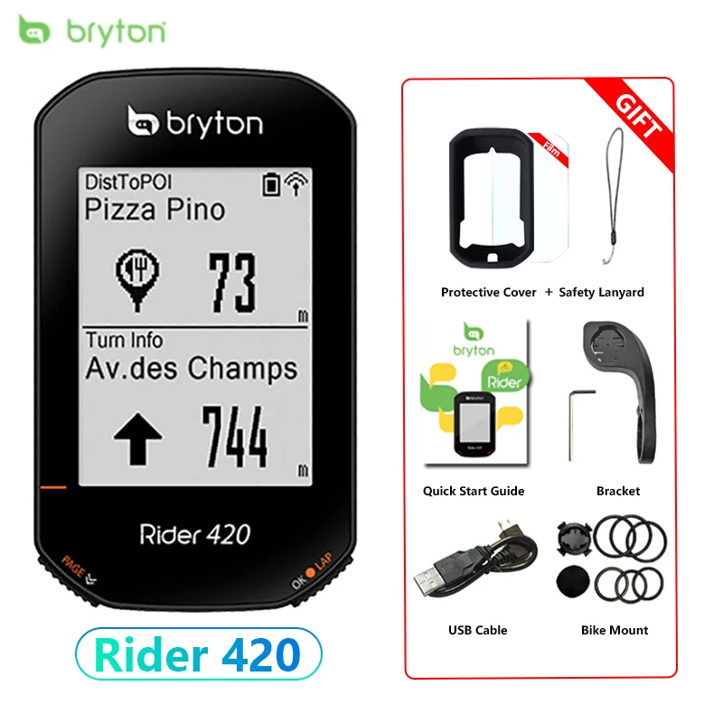 Для велосипедного компьютера Bryton Rider420 GPS, беспроводного спидометра, цифровой навигации по маршруту Ant, секундомера, велосипедного одометра