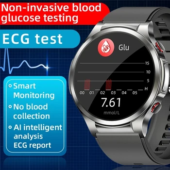 2023 Смарт-часы для измерения уровня глюкозы в крови, Женские часы для точного измерения ЭКГ, артериального давления, IP68, Водонепроницаемые Спортивные Умные часы Для мужчин