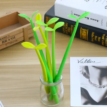 24 шт. Креативная канцелярская модель, Зеленое растение, гелевая ручка, Простой клевер, черная шариковая ручка, Канцелярские принадлежности для студентов