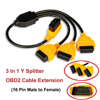 3 В 1 Y Splitter OBD2 Кабель Длиной 50 см 16Pin от мужчины к женщине OBD Удлинительный кабель для подключения автомобиля к Автомобилю Диагностический инструмент