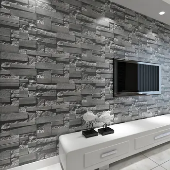 3D кирпичная стена, каменные обои, Современная Винтажная гостиная, телевизор, диван, настенное покрытие, Серые кирпичные обои Papel De Parede
