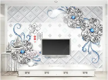 3d фотообои на стену, ювелирные изделия с цветами и кристаллами, настенная роспись на заказ, домашний декор, обои для гостиной, настенные покрытия