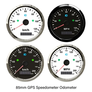 85 мм GPS Спидометр 0-125 миль в час 0-160 миль в час 0-200 миль в час 0-125 км/ч 0-160 км/ч 0-200 км/ч Общий пробег Регулируется 9-32 В для Автомобиля, лодки, Яхты