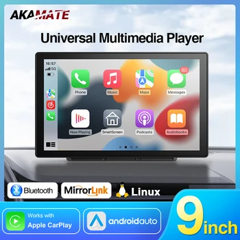 9-дюймовый Мультимедийный плеер, Универсальный монитор, CarPlay Android, Авто Bluetooth, AUX, поддержка музыки, SD-карта, Воспроизведение MP3 MP4