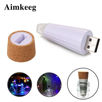 Aimkeeg 1 шт. USB Перезаряжаемые фонари для бутылок Премиум-класса, Пробковая пробка, Креативные романтические пробковые фонари Белого/красочного цвета