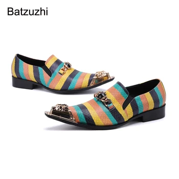 Batzuzhi/Мужская обувь ручной работы, Разноцветные кожаные модельные туфли, мужские слипоны, модные вечерние и свадебные туфли, мужские Zapatos Hombre, большой размер!