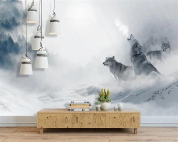beibehang Пользовательские 3D обои фреска скандинавский абстрактный туман лес волк пейзаж обои для гостиной papel de parede фреска
