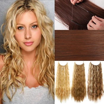 Difei Синтетический парик для наращивания натуральных волос Без Зажима, женский Парик для наращивания искусственных волос Для женщин, Шиньон 24 Дюйма