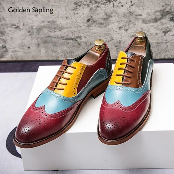 Golden Sapling/Модная Мужская Обувь для Вечеринок; Элегантная Мужская Официальная Обувь на плоской подошве с перфорацией типа 