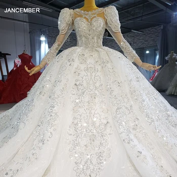 HTL2280 Элегантное Роскошное Свадебное платье Большого размера С рукавами Роскошное Свадебное платье 2021 С блестками Robe De Mariage Princesse