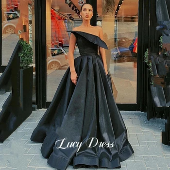 Lucy Vestidos De Gala Черные Платья для выпускного вечера 2024 Простое Атласное платье для выпускного вечера Vestido Formatura Платье Для Выпускного вечера Robe De Soiree