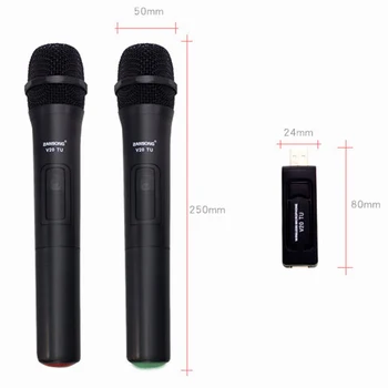 Zansong Uhf USB 3,5 мм Беспроводной микрофон Megaphone Ручной микрофон с приемником для караоке Громкоговоритель V20