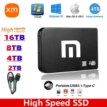 Абсолютно Новый Портативный SSD-накопитель 1 ТБ 2 ТБ Внешний жесткий диск Type-C USB 3,0 Высокоскоростной Мобильный жесткий диск Ssd Externo для Xiaomi Для Ноутбуков
