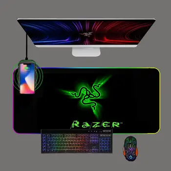 Беспроводной зарядный коврик для мыши Razer Deathadder для телефона, игровой коврик для мыши, RGB светодиодная клавиатура с Аниме, Геймерский Компьютерный Офисный коврик для мыши, коврик для ПК, ковер