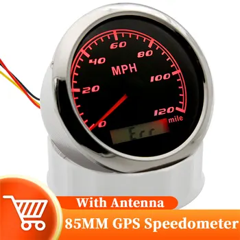 Водонепроницаемый 85 мм GPS Спидометр Одометр 0-120 Миль/ч С Антенной Красная Подсветка Универсальный Датчик Пробега Для Автомобиля Мотоцикла Лодки