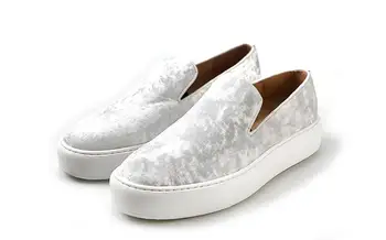 Высококачественные белые лоферы Спортивная повседневная обувь из натуральной кожи с круглым носком, бархатная мужская обувь ручной работы, Обувь без застежки для мужчин