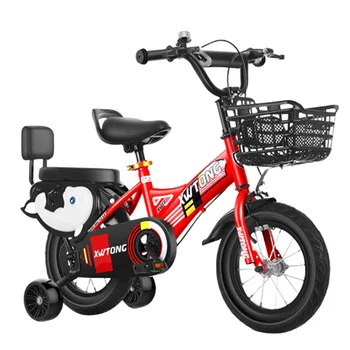 Двойные тормоза спереди и сзади из высокоуглеродистой стали для детей, велосипед со спинкой и вспомогательными колесами, 14 дюймов, 16 дюймов, 18 дюймов