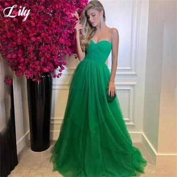 Длинное вечернее платье трапециевидной формы Lily Green, многоуровневое винтажное ночное платье, Зеленое платье знаменитости с застежкой-молнией сзади, vestidos de fiesta