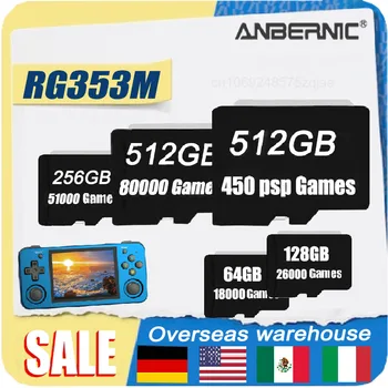 Для ANBERNIC RG353M TF Карта с Предустановленными Играми для сумки 512G80000 Игр для 512G 450 PSP 256G128G 64G Ретро Портативная игра PS2 MAME