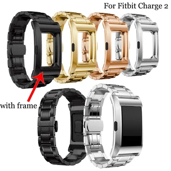 Для часов Fitbit Charge 2 из нержавеющей стали с рамкой, сменный ремешок на запястье, браслет для смарт-аксессуаров Fitbit Charge 2