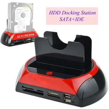 Док-станция для жесткого диска IDE с двумя USB-клонами, многофункциональный считыватель жесткого диска с британской вилкой