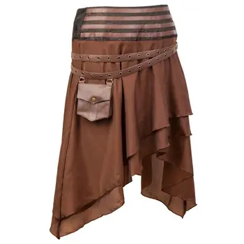Женская коричневая юбка в стиле стимпанк, готическая юбка, Викторианские пиратские юбки для вечеринки в честь Хэллоуина, прямая поставка