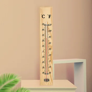 Инструмент, деревянный термометр, Наружный Деревянный 40 см X 7 см X 1 см, Садовый декор, Домашняя сосна + Красный керосиновый термометр