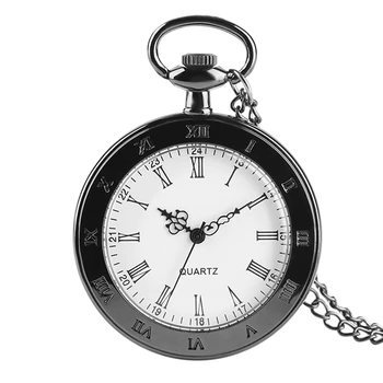 Классические Карманные часы с римскими цифрами, Кварцевые часы для мужчин и женщин, Старомодный кулон с открытым лицом, ожерелье, часы, Подарки для детей, reloj