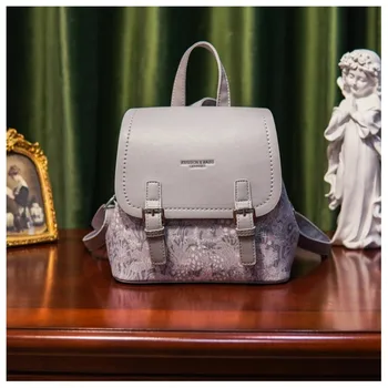 Кожаный женский рюкзак, модный дизайн с вышивкой, Квадратный женский рюкзак, популярная простая и милая женская сумка через плечо, сумочка