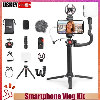 Комплект для видеоблогинга для смартфонов USKEYVISION/Комплект подсветки видеомикрофона для оборудования YouTube с удлинителем для видеозаписи