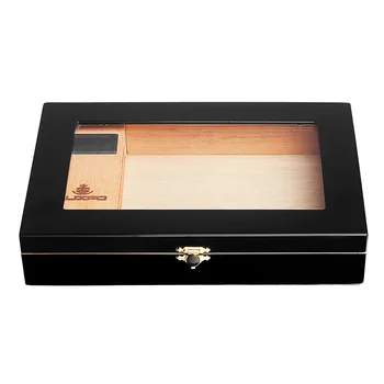 Коробка для сигар деревянная, глянцевая, из массива дерева, мини-коробка для увлажнения сигар, краска для фортепиано с витриной, коробка для демонстрации сигар
