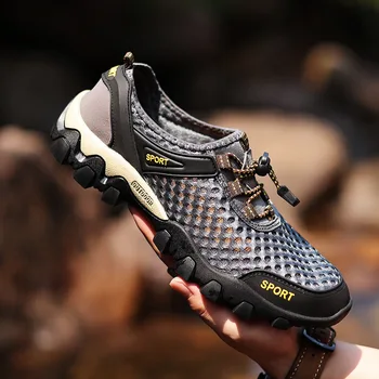 Летняя Новая сетчатая обувь, Мужская уличная обувь для альпинизма и болотной ходьбы, Дышащая спортивная повседневная обувь, Мужская обувь на мягкой подошве