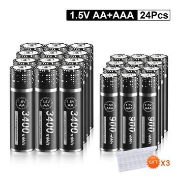 Литий-ионная аккумуляторная батарея AA 1,5 В + литий-ионные аккумуляторные батареи AAA 1,5 В с ЖК-дисплеем Smart 1,5 В, Литий-ионное зарядное устройство