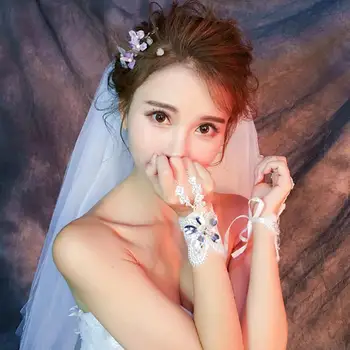 Модные кружевные белые короткие свадебные перчатки Свадебные перчатки