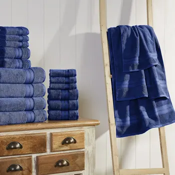Модный темно-синий комплект полотенец из мягкого хлопка из 3 предметов, хорошо впитывающее влагу, быстро сохнущее роскошное банное полотенце!