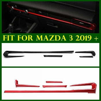 Накладка на рамку центральной панели управления для Mazda 3 2019-2022, красный /из углеродного волокна, Комплект для ремонта аксессуаров для интерьера 