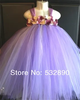 Новое элегантное бальное платье полной длины с открытыми плечами, майка из органзы, фиолетовые платья в цветочек для девочек, длинные с цветами DHL Бесплатная доставка