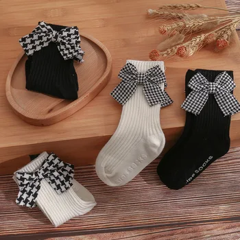 Носки для маленьких девочек с большими бантами, Дышащие Короткие носки для новорожденных девочек, Открытые хлопковые носки Принцессы для малышей от 0 до 3 лет