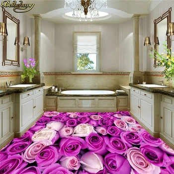 обои beibehang на заказ, напольная роспись 3D, романтическая фиолетовая роза, напольная роспись papel de parede
