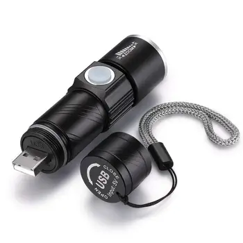 Перезаряжаемый USB Ультраяркий Маленький светодиодный фонарик Cree LED с фокусировкой луча и Зумом