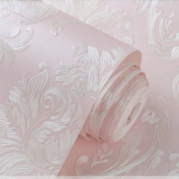 Розовые 3D Цветочные обои Для Девочек Декор Стены Спальни Контактная Бумага 3d Текстура Стикер На стену Домашний Декор Рулон Обоев