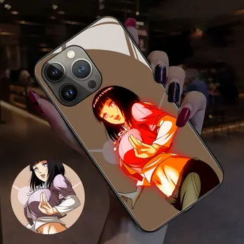 Сексуальная Девушка Красочный Светодиодный Светящийся Чехол для Телефона из Закаленного Стекла для iPhone 11 12 13 14 15 X Xs Xr Mini Pro Max Plus