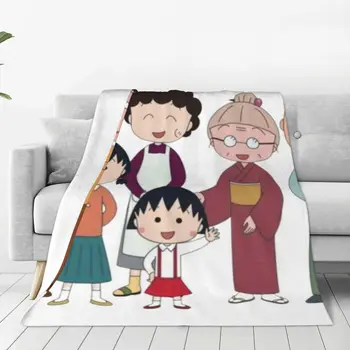 Семейные флисовые Пледы Chibi Maruko Chan, Одеяло с рисунком Сакуры Киоко для Спальни, Мягкое Покрывало