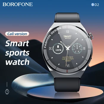 Смарт-часы BOROFONE с круглым HD-экраном Bluetooth-звонок, частота сердечных сокращений, кровяное давление, фитнес-браслет, смарт-браслет для смартфона