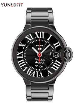 Смарт-Часы Мужские Женские Наручные Часы Cartier Smartwatch Корейская Поддержка 2023 Подключенные Часы Круглая Металлическая Стальная Полоса Водонепроницаемый
