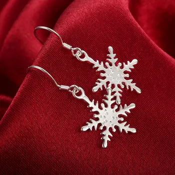 Специальное предложение, Новые серьги из серебра 925 пробы, высококачественные модные украшения, висячие серьги в виде снежинок, Рождественские подарки