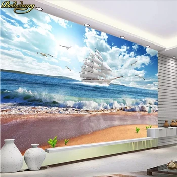 фотообои beibehang на заказ, фрески, плавное плавание, морской пейзаж, 3D фон из спрея, обои для домашнего декора
